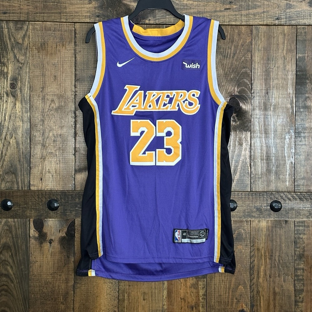 Lakers LeBron James #23 Nike Wish‎ NBA Swingman Authentic Jersey #48 Leather Tag